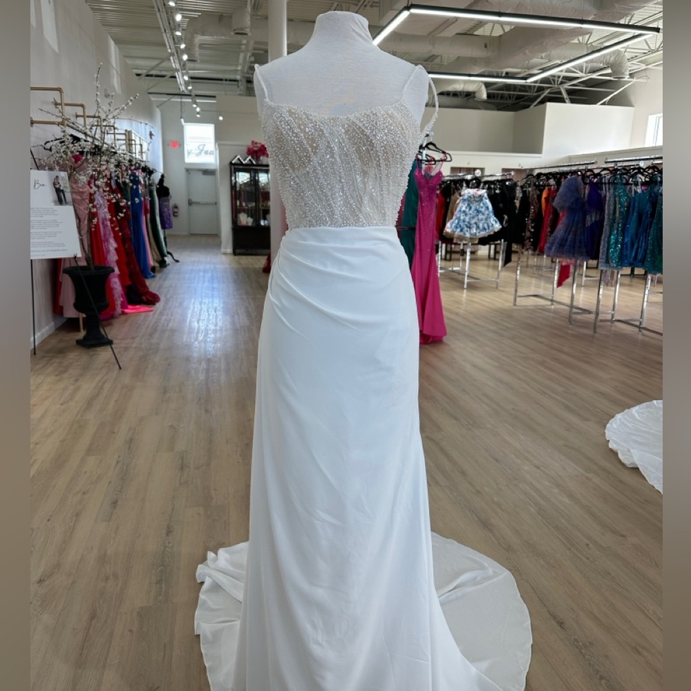 Chic Bridal Gown with Beaded Bodice